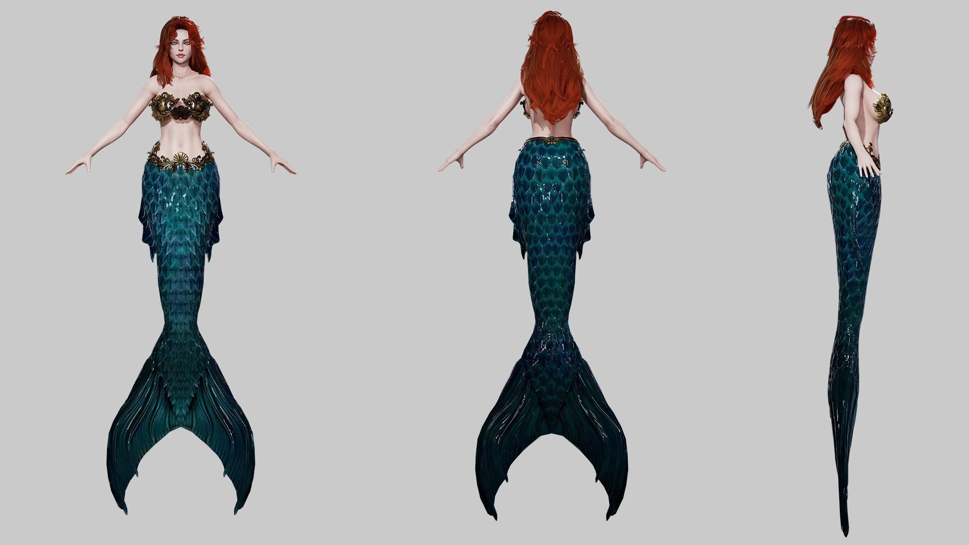 Mermaid - Game Ready Low-poly 3D model_5