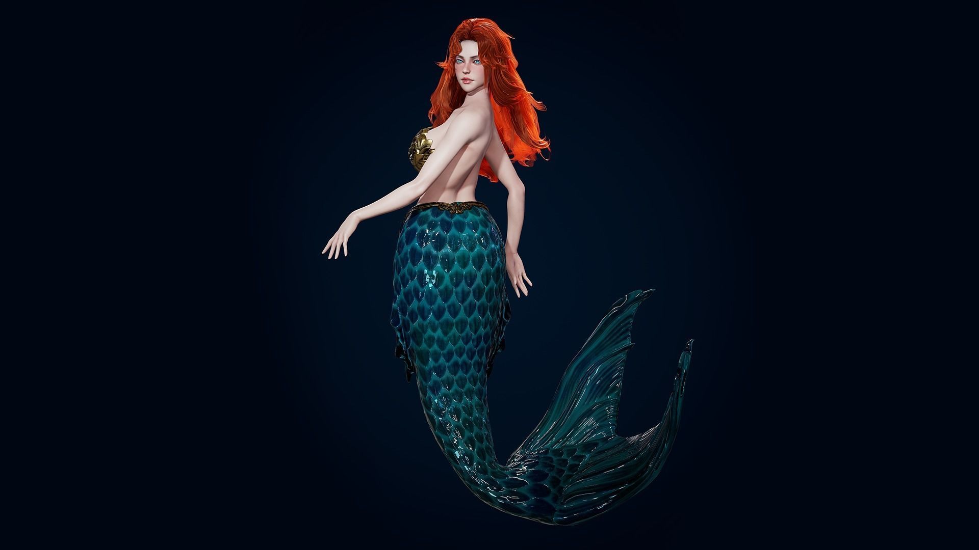 Mermaid - Game Ready Low-poly 3D model_14