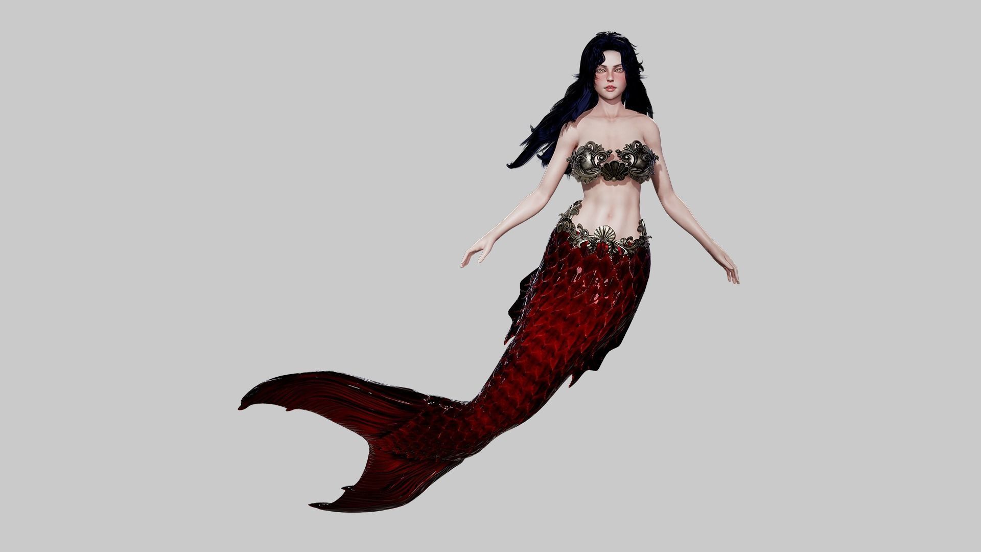 Mermaid - Game Ready Low-poly 3D model_11