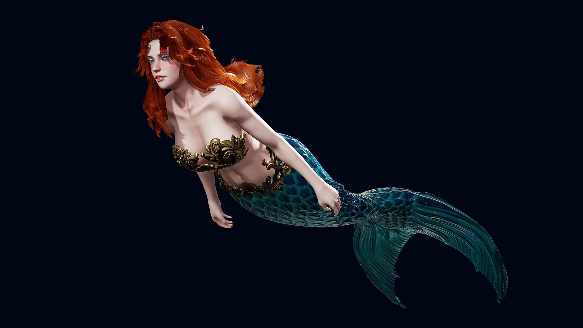 Mermaid - Game Ready Low-poly 3D model_13