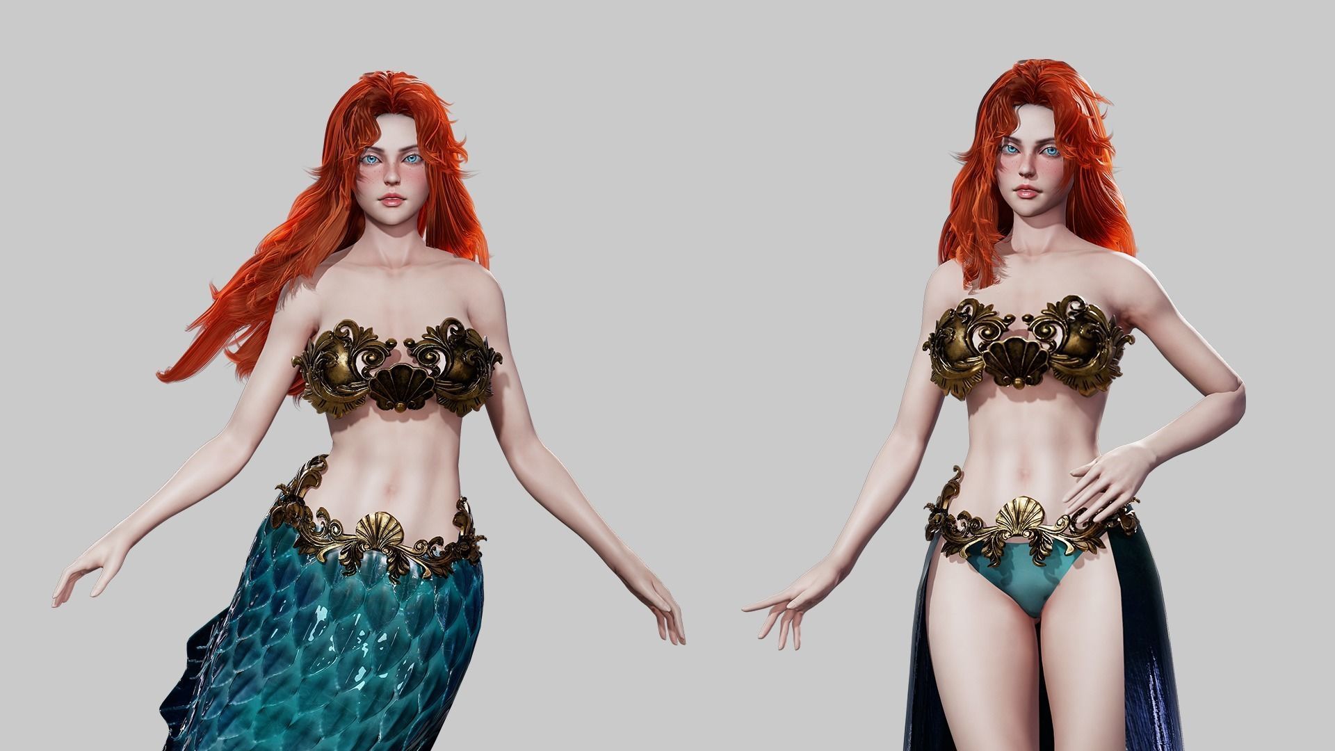 Mermaid - Game Ready Low-poly 3D model_4