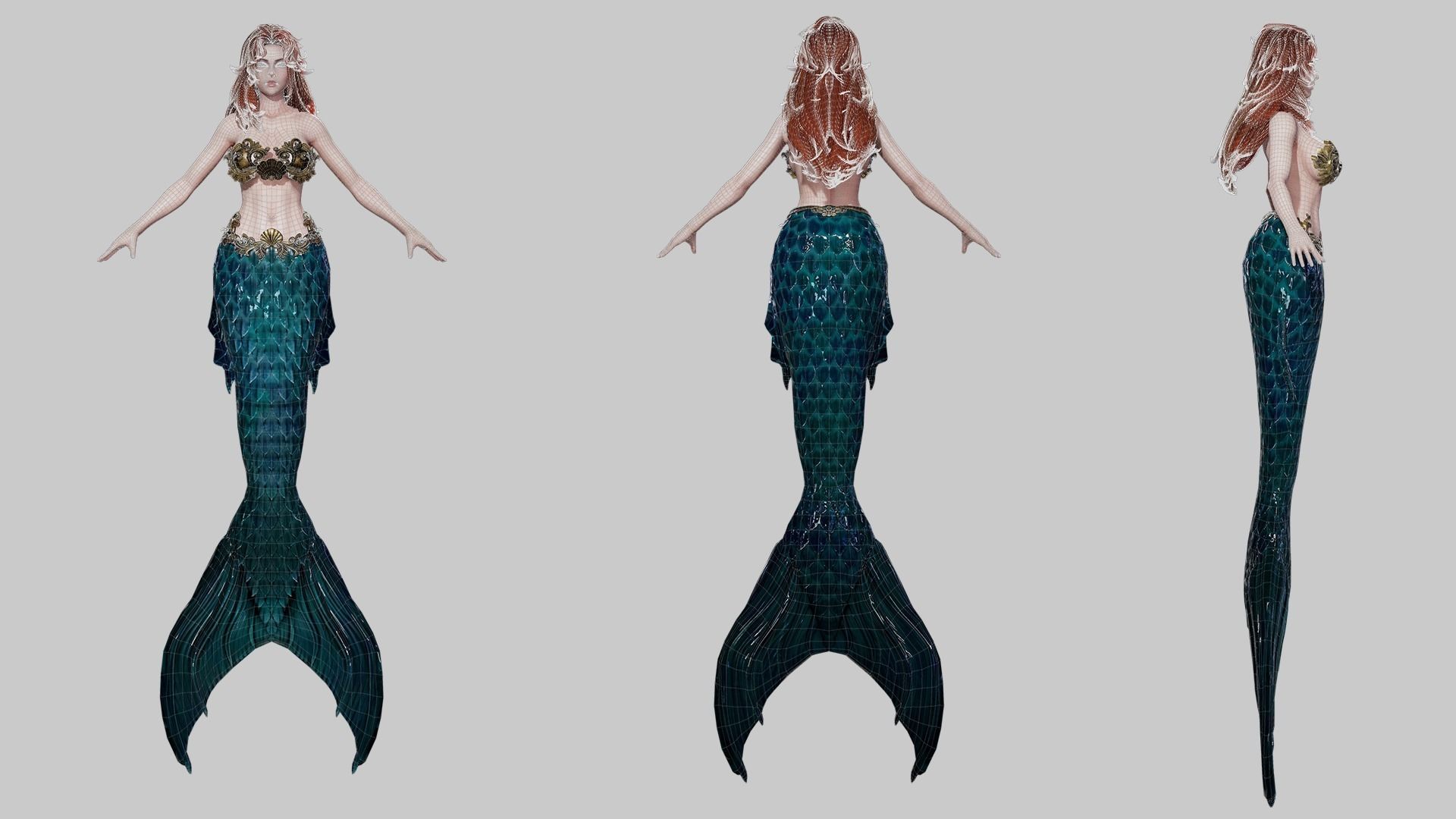 Mermaid - Game Ready Low-poly 3D model_6