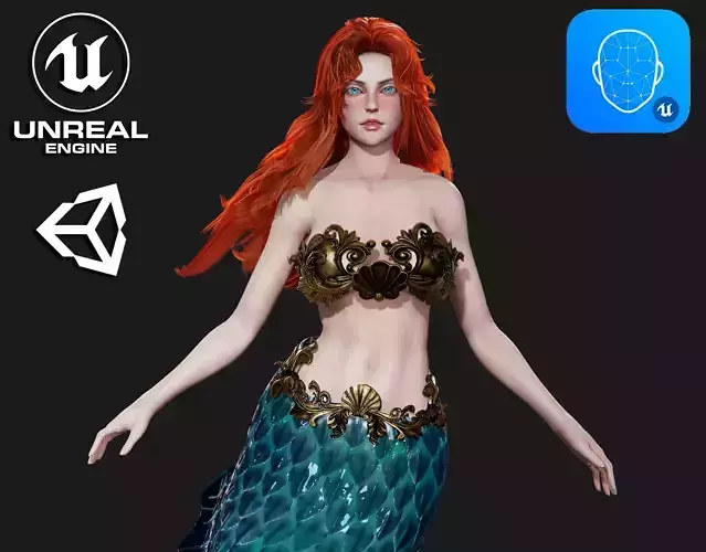 Mermaid - Game Ready Low-poly 3D model