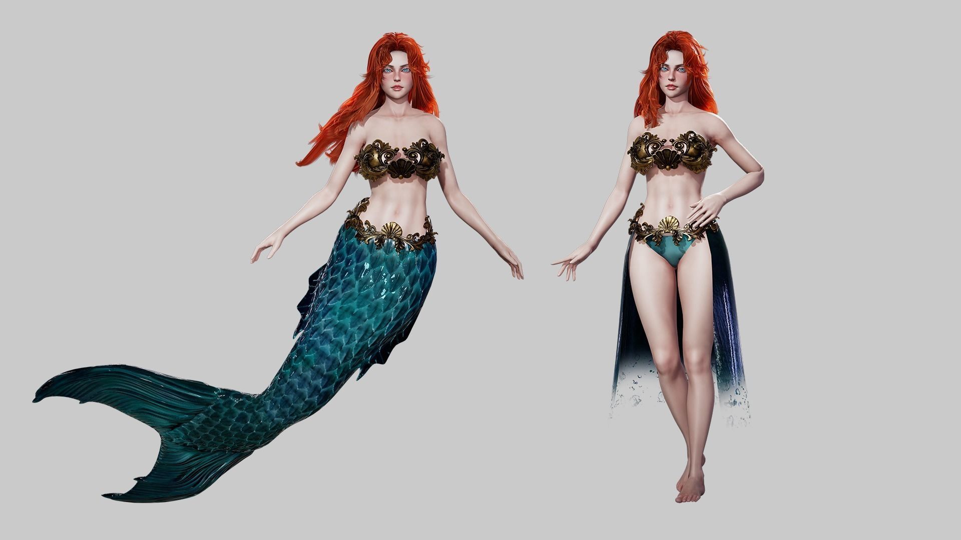Mermaid - Game Ready Low-poly 3D model_2
