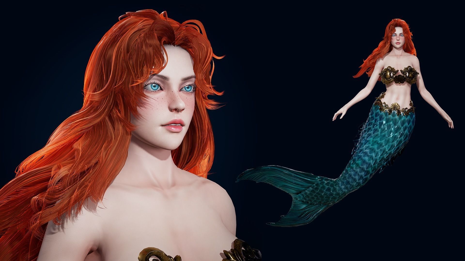 Mermaid - Game Ready Low-poly 3D model_15