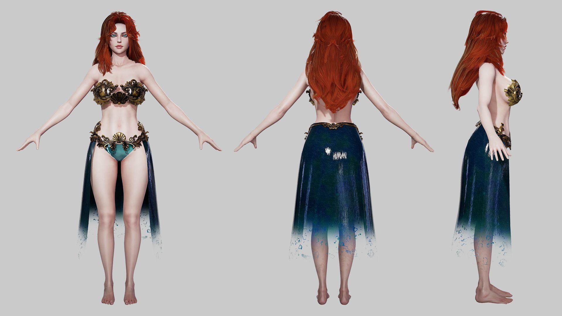 Mermaid - Game Ready Low-poly 3D model_7