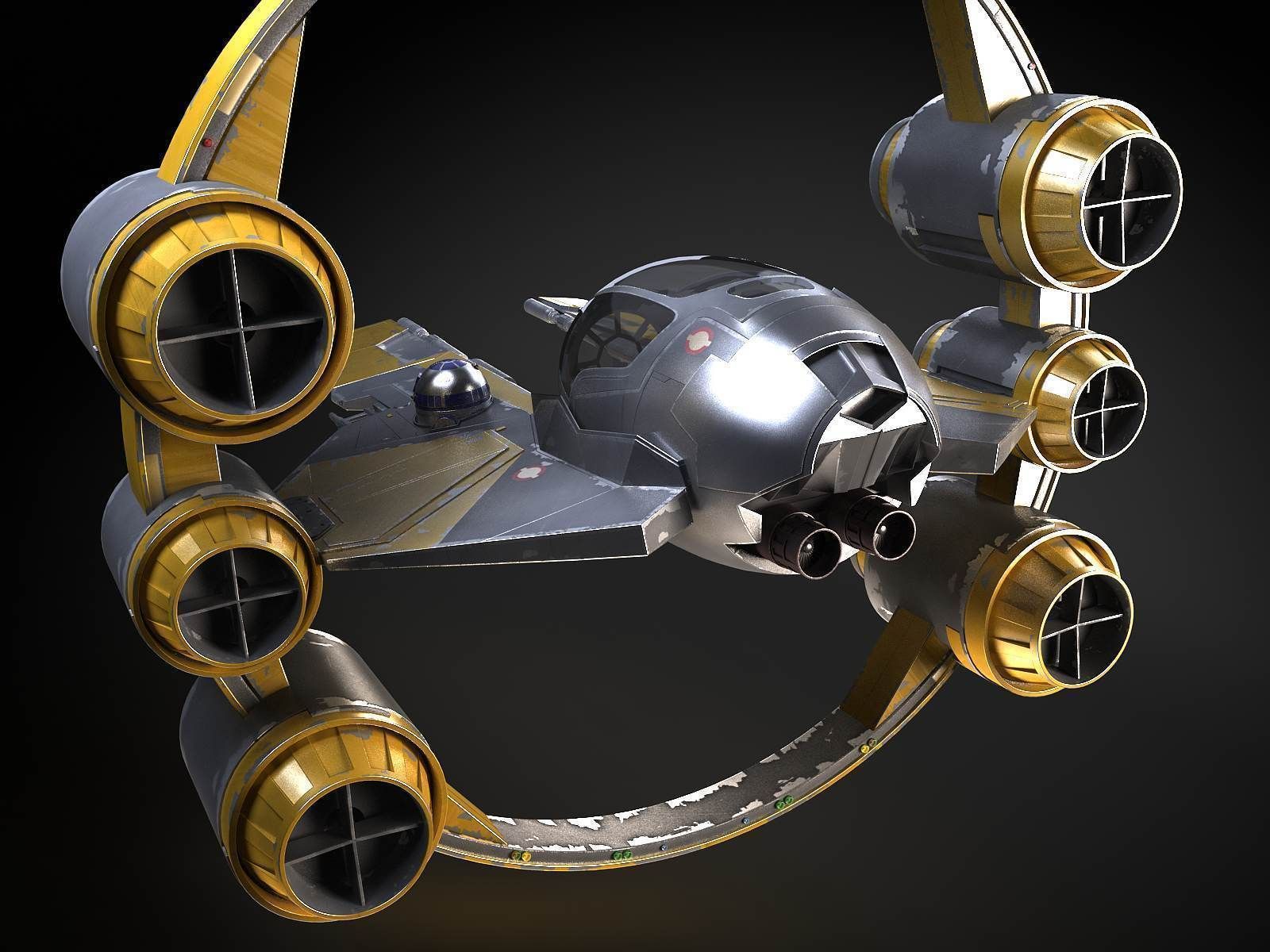 Jedi Starfighter Eta-2 with Hyperdrive Booster Ring 3D model_6