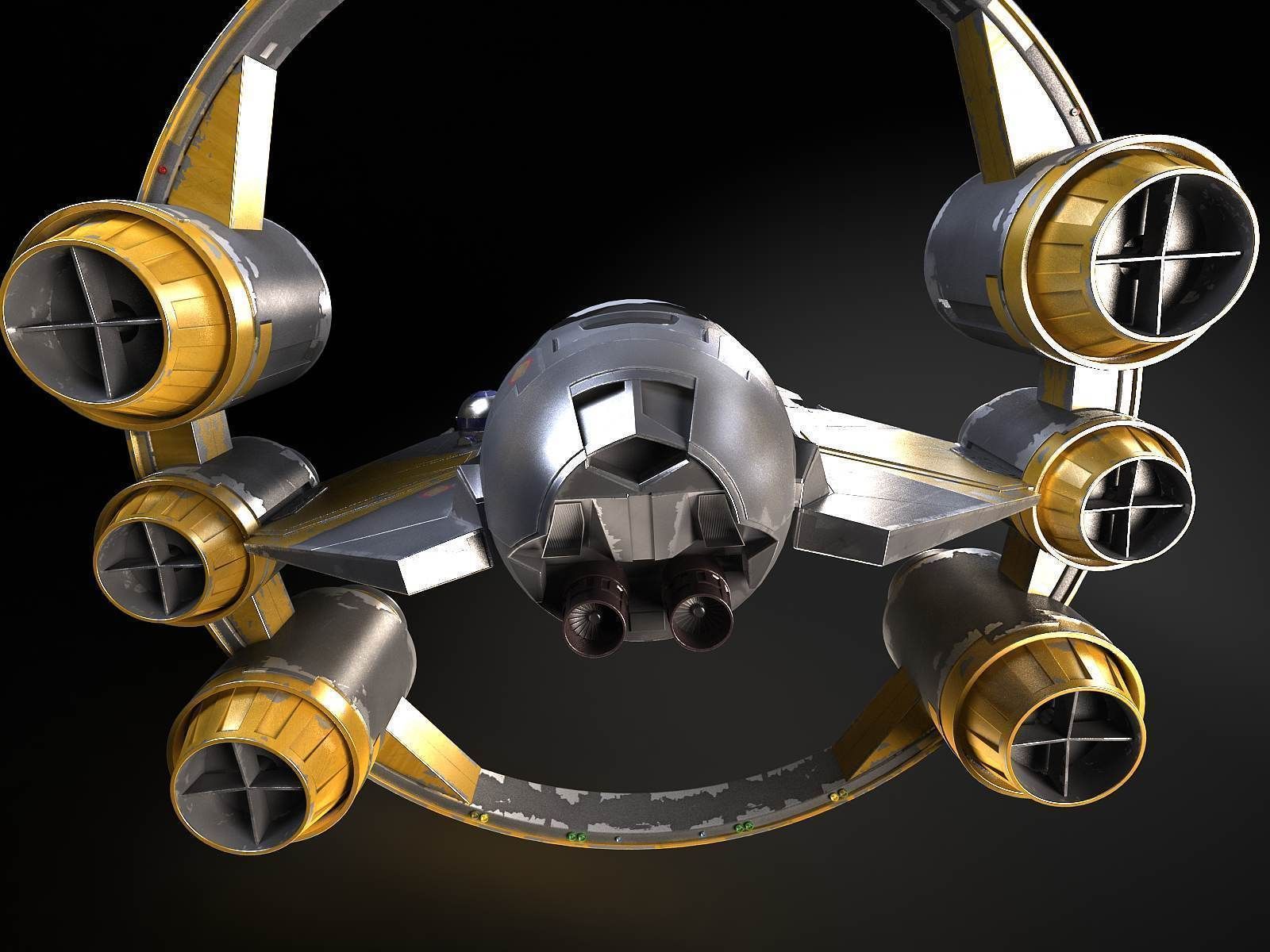 Jedi Starfighter Eta-2 with Hyperdrive Booster Ring 3D model_8