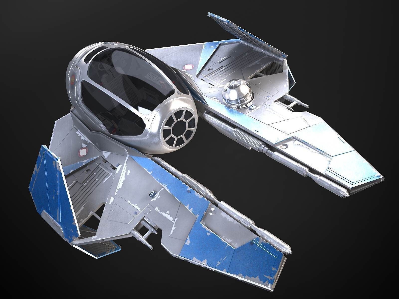 Jedi Starfighter Eta-2 with Hyperdrive Booster Ring 3D model_11