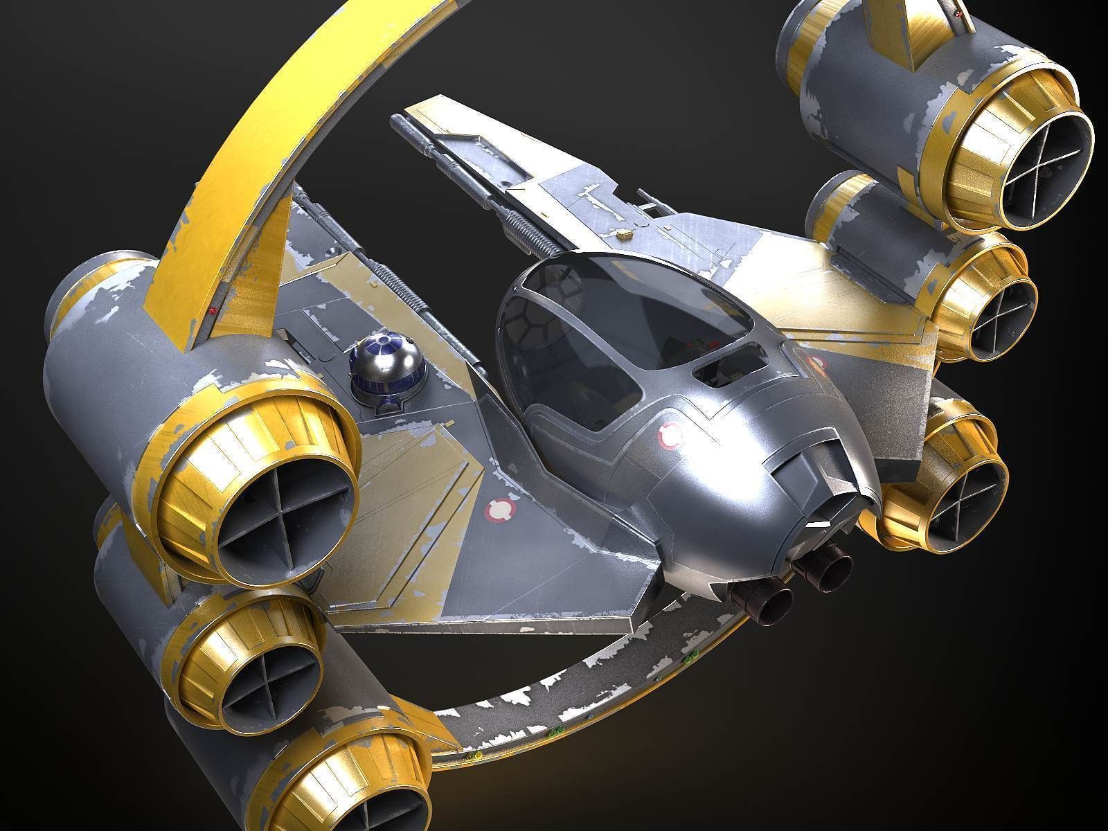 Jedi Starfighter Eta-2 with Hyperdrive Booster Ring 3D model_4