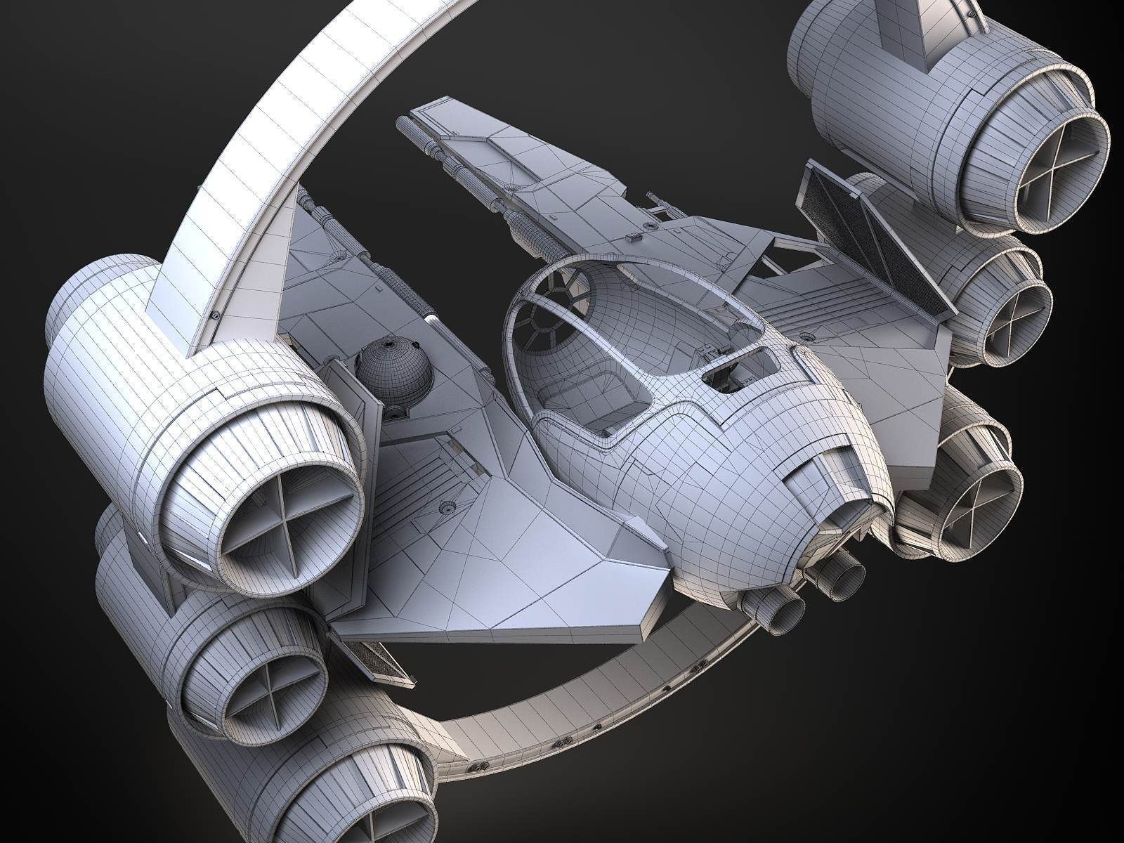 Jedi Starfighter Eta-2 with Hyperdrive Booster Ring 3D model_25