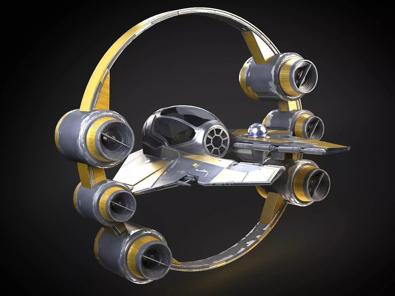 Jedi Starfighter Eta-2 with Hyperdrive Booster Ring 3D model_0