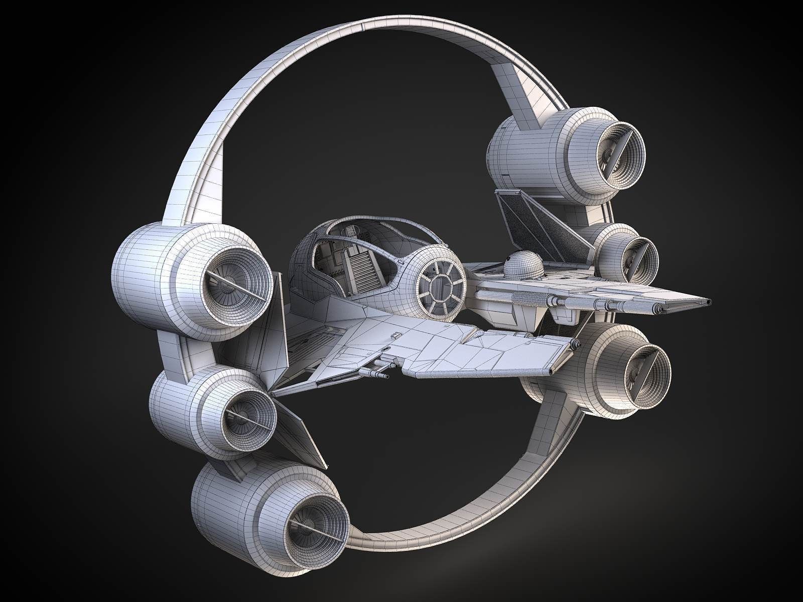 Jedi Starfighter Eta-2 with Hyperdrive Booster Ring 3D model_23