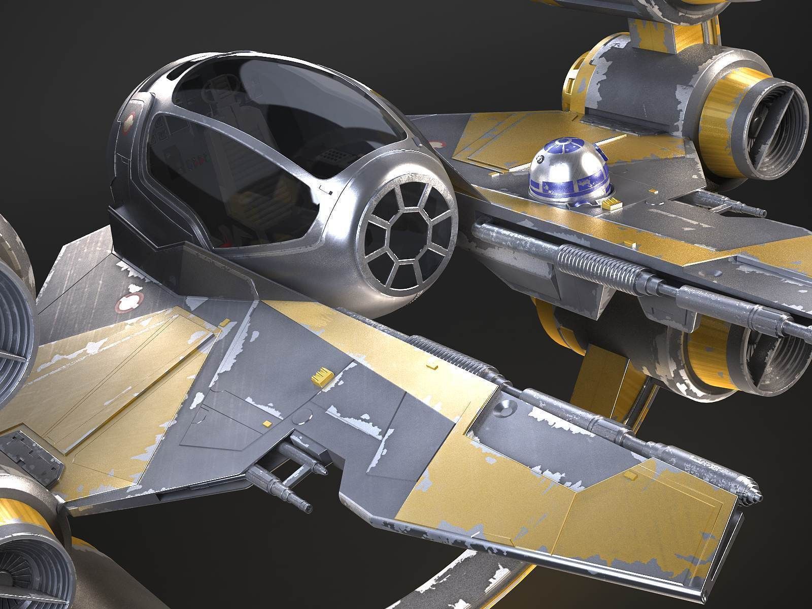 Jedi Starfighter Eta-2 with Hyperdrive Booster Ring 3D model_5