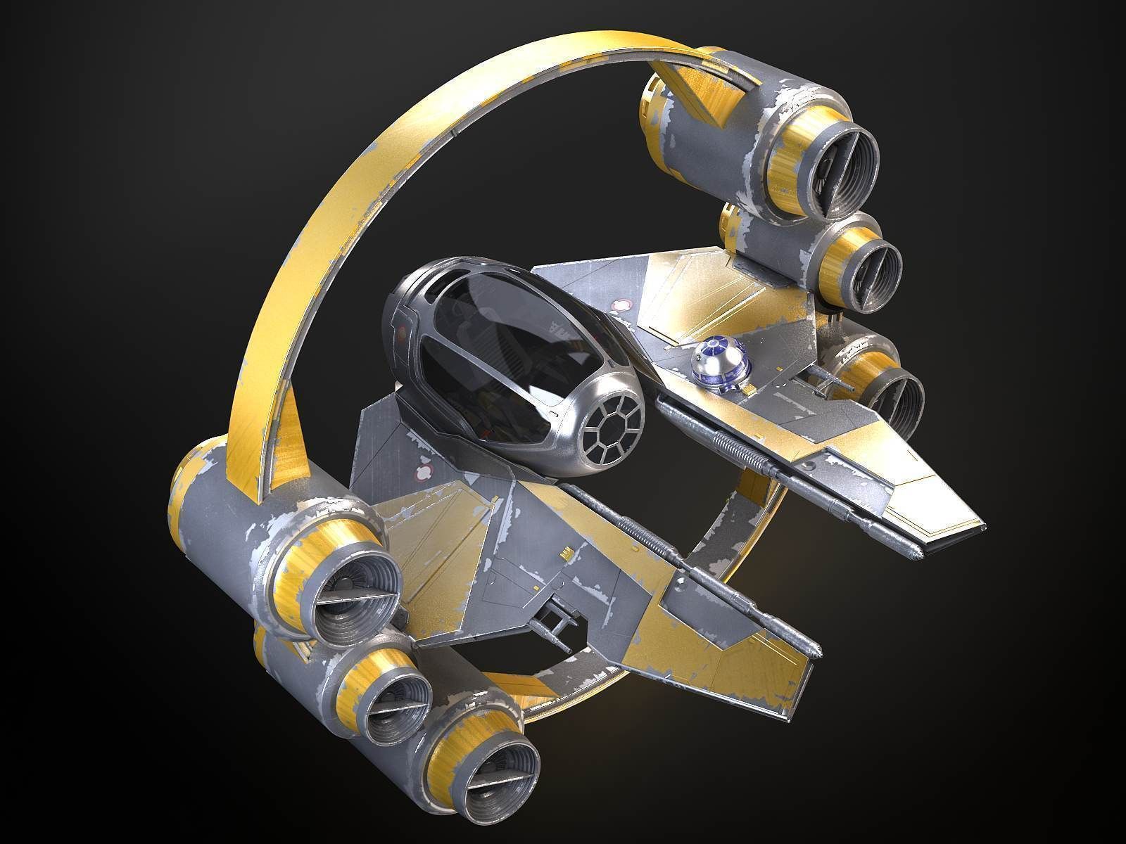 Jedi Starfighter Eta-2 with Hyperdrive Booster Ring 3D model_1