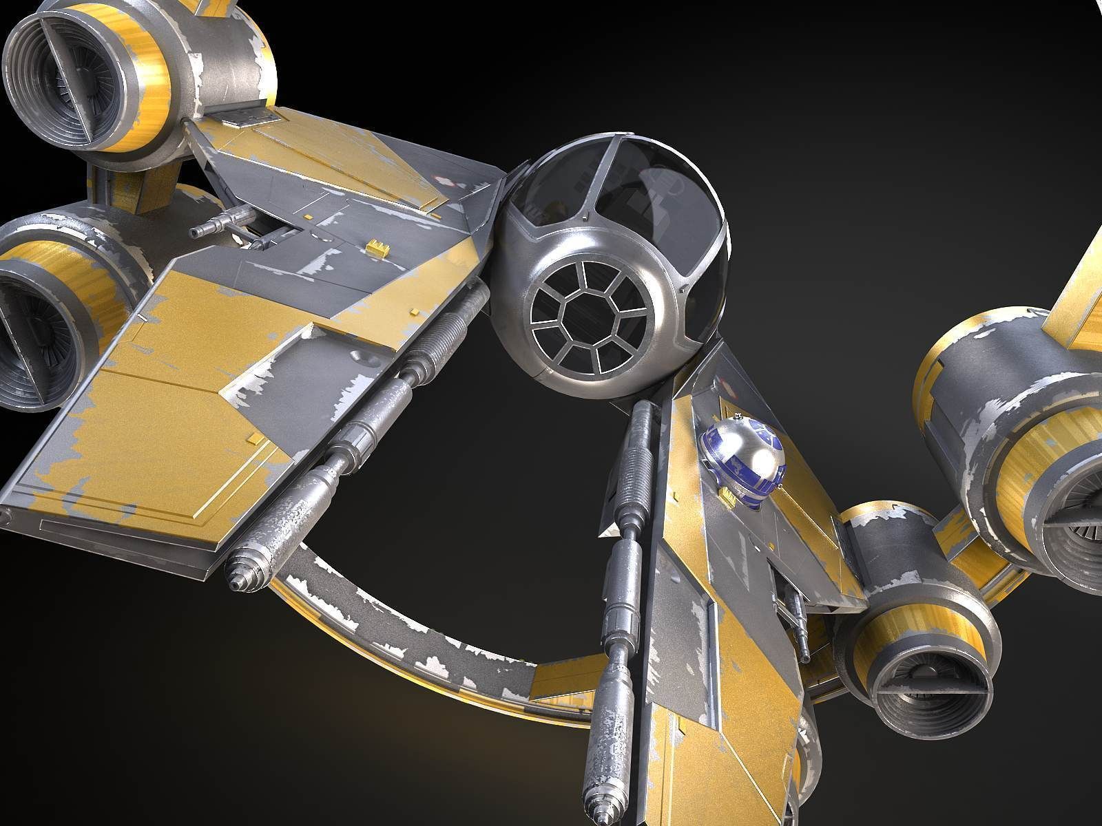 Jedi Starfighter Eta-2 with Hyperdrive Booster Ring 3D model_7