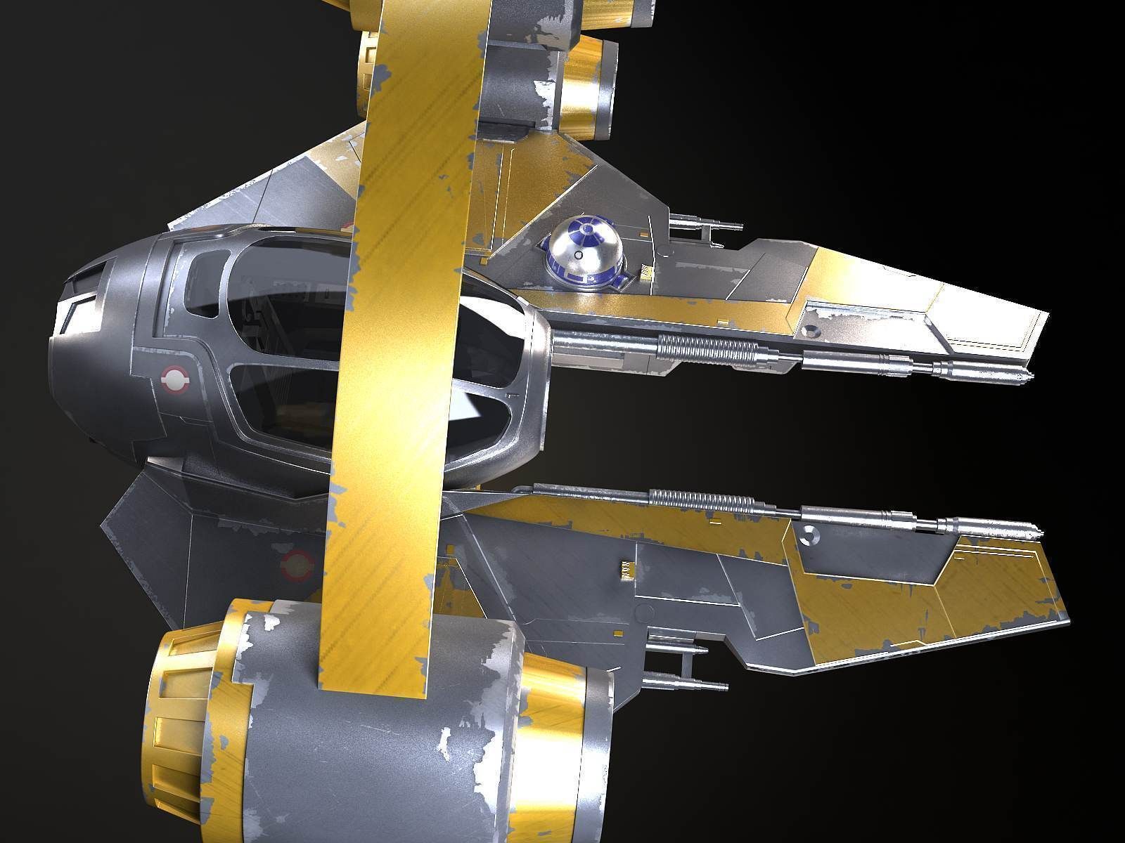 Jedi Starfighter Eta-2 with Hyperdrive Booster Ring 3D model_2