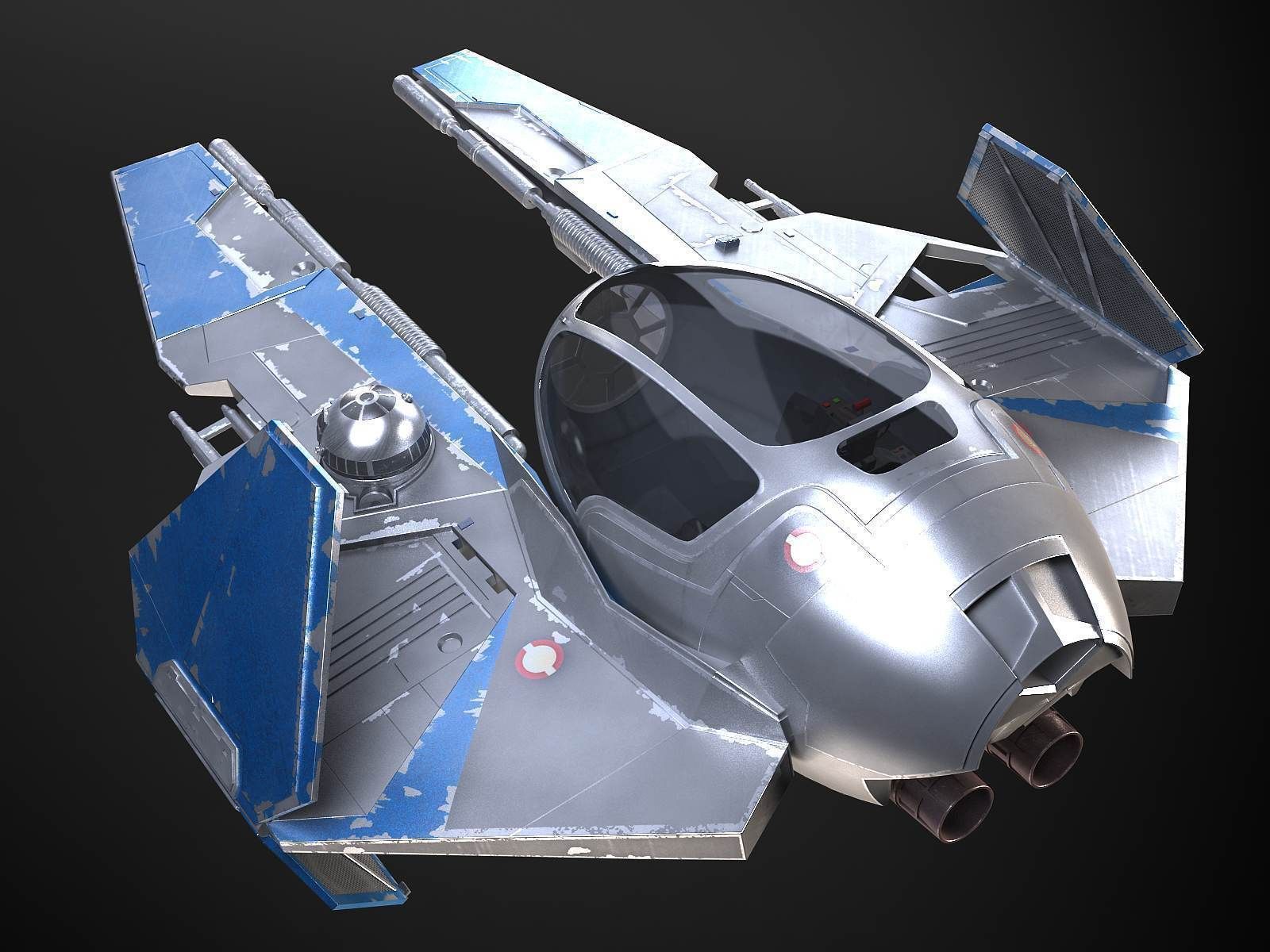 Jedi Starfighter Eta-2 with Hyperdrive Booster Ring 3D model_15