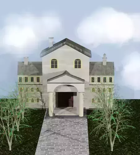 low poly 3d mansion house