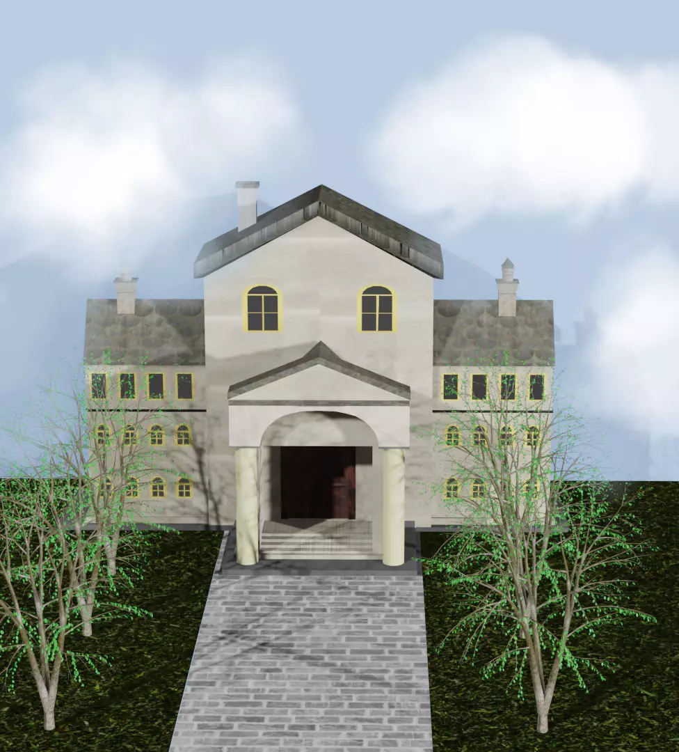 low poly 3d mansion house Free 3D model