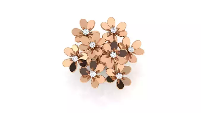 Jewelry rose gold flower ring with diamonds