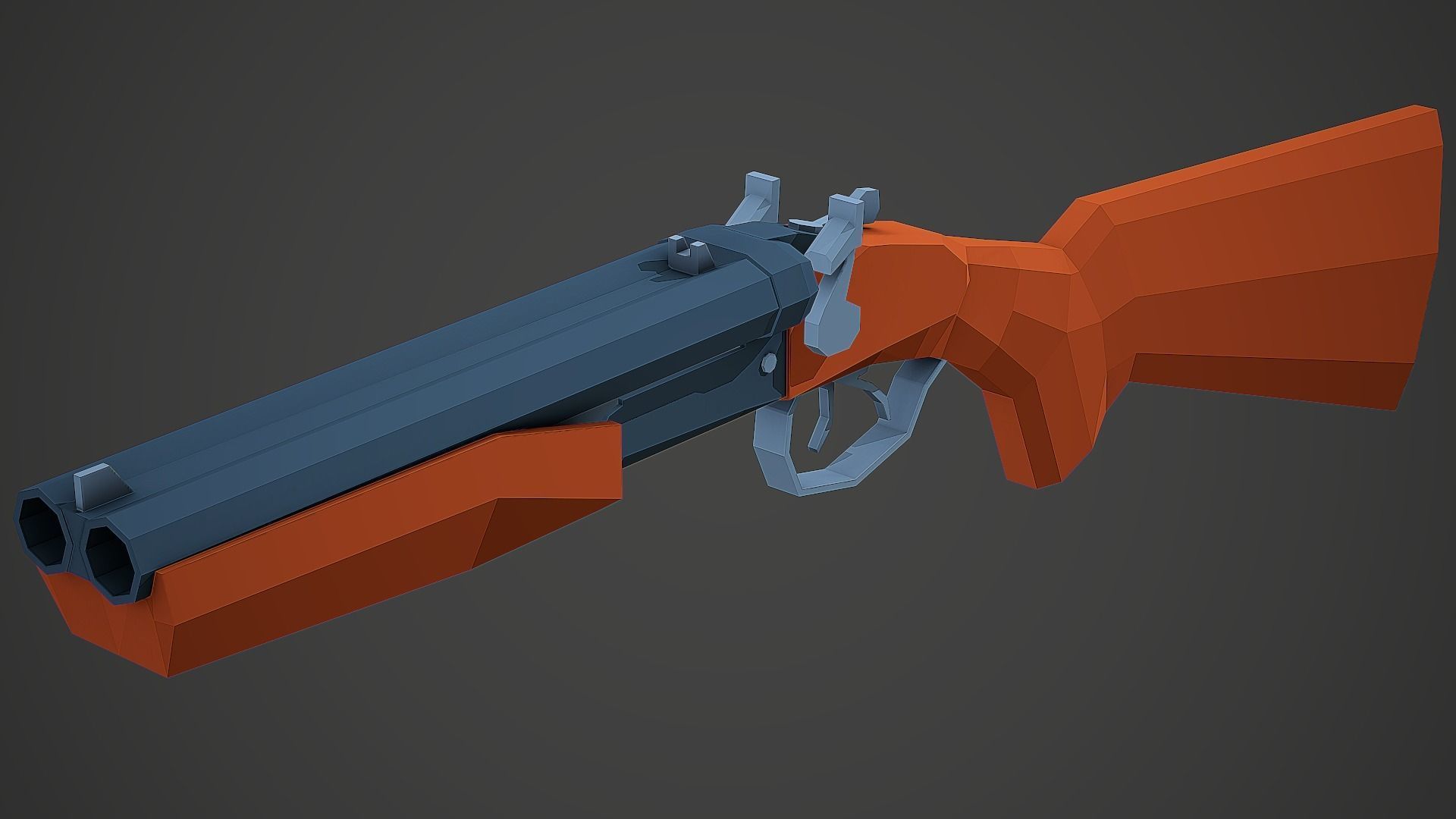 Stylized Sawed Off Shotgun Low Poly Mobile Ready Low-poly 3D model_2