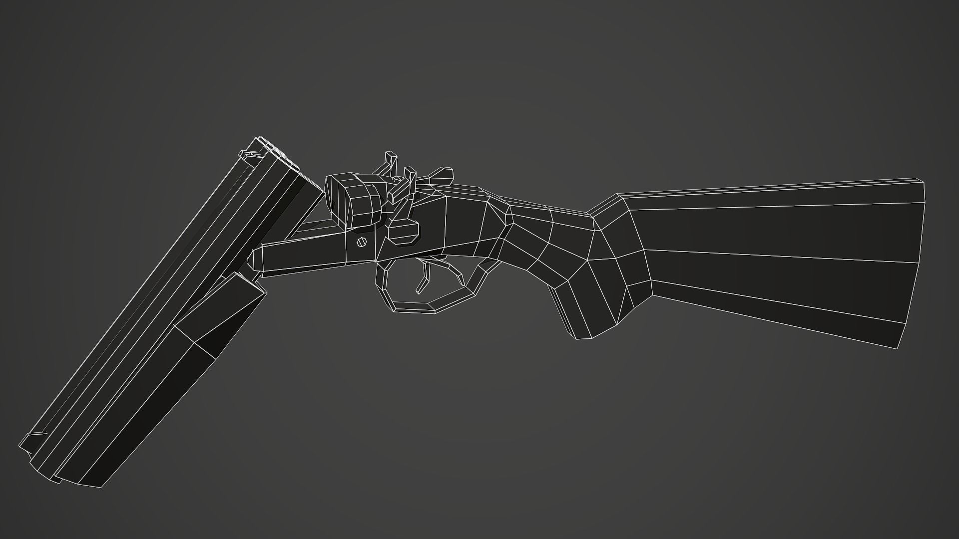 Stylized Sawed Off Shotgun Low Poly Mobile Ready Low-poly 3D model_10