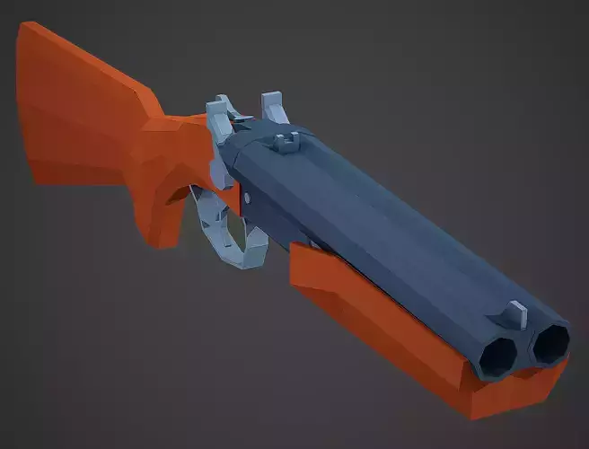 Stylized Sawed Off Shotgun Low Poly Mobile Ready Low-poly 3D model