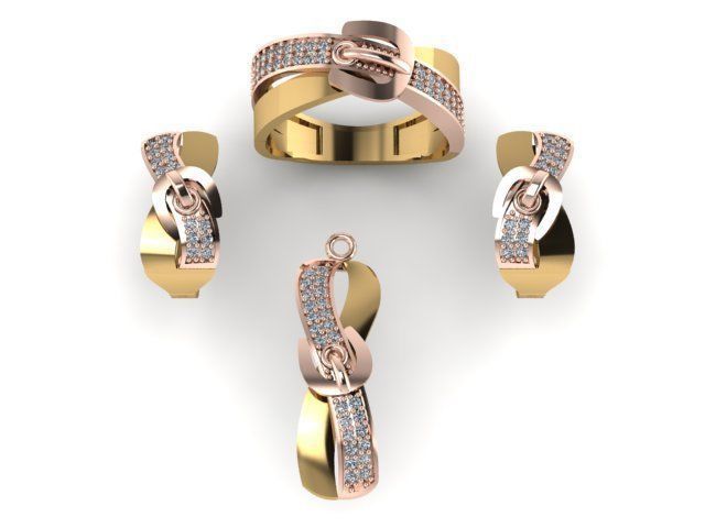 sat 9 gold and rose gold bangle with diamonds 3D print model_41