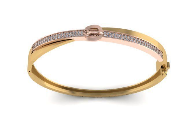 sat 9 gold and rose gold bangle with diamonds 3D print model_1