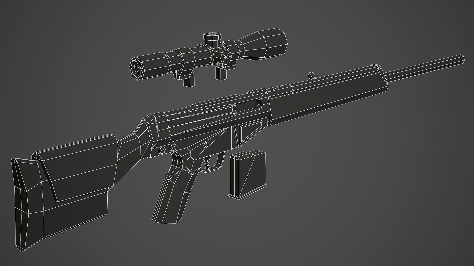Stylized PSG-1 Sniper Low Poly Mobile Ready Low-poly 3D model_10