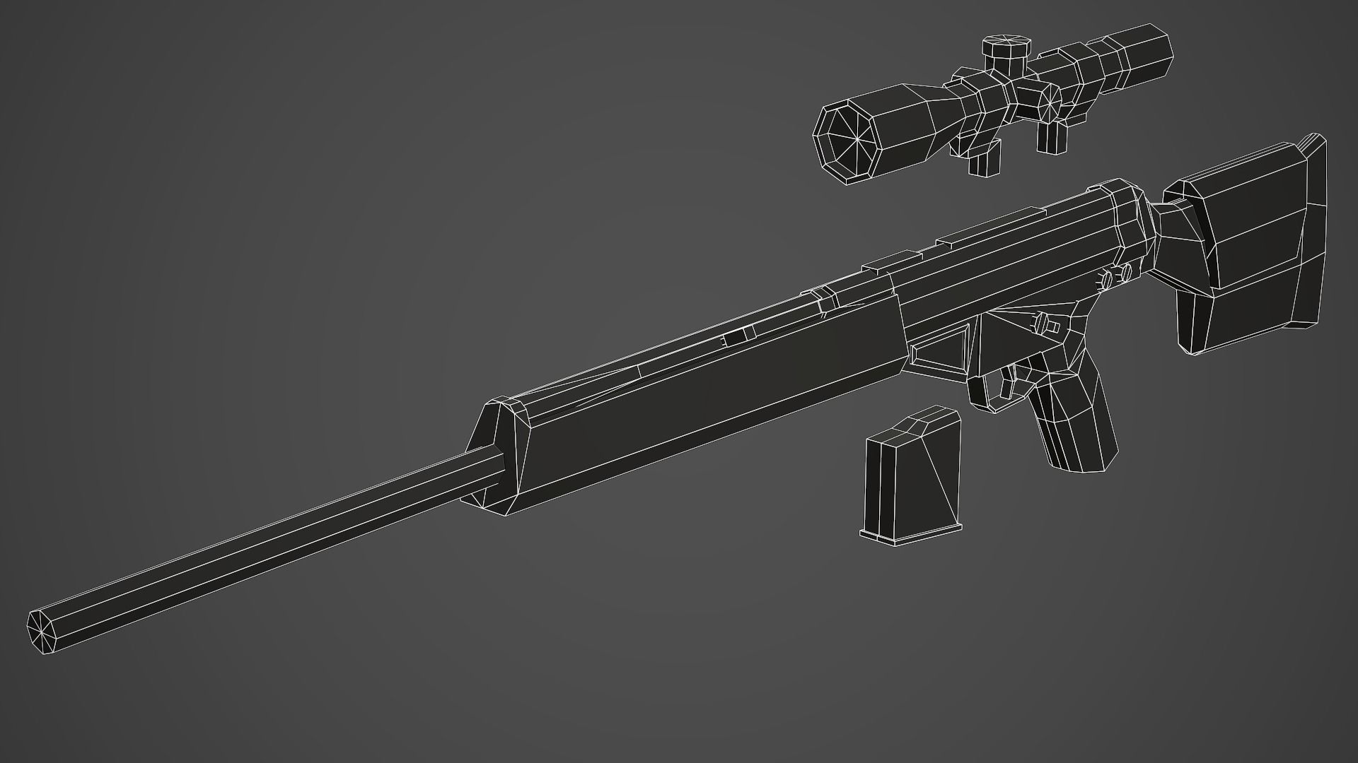 Stylized PSG-1 Sniper Low Poly Mobile Ready Low-poly 3D model_11