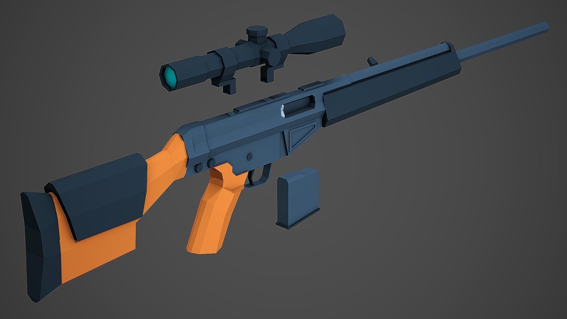 Stylized PSG-1 Sniper Low Poly Mobile Ready Low-poly 3D model_5
