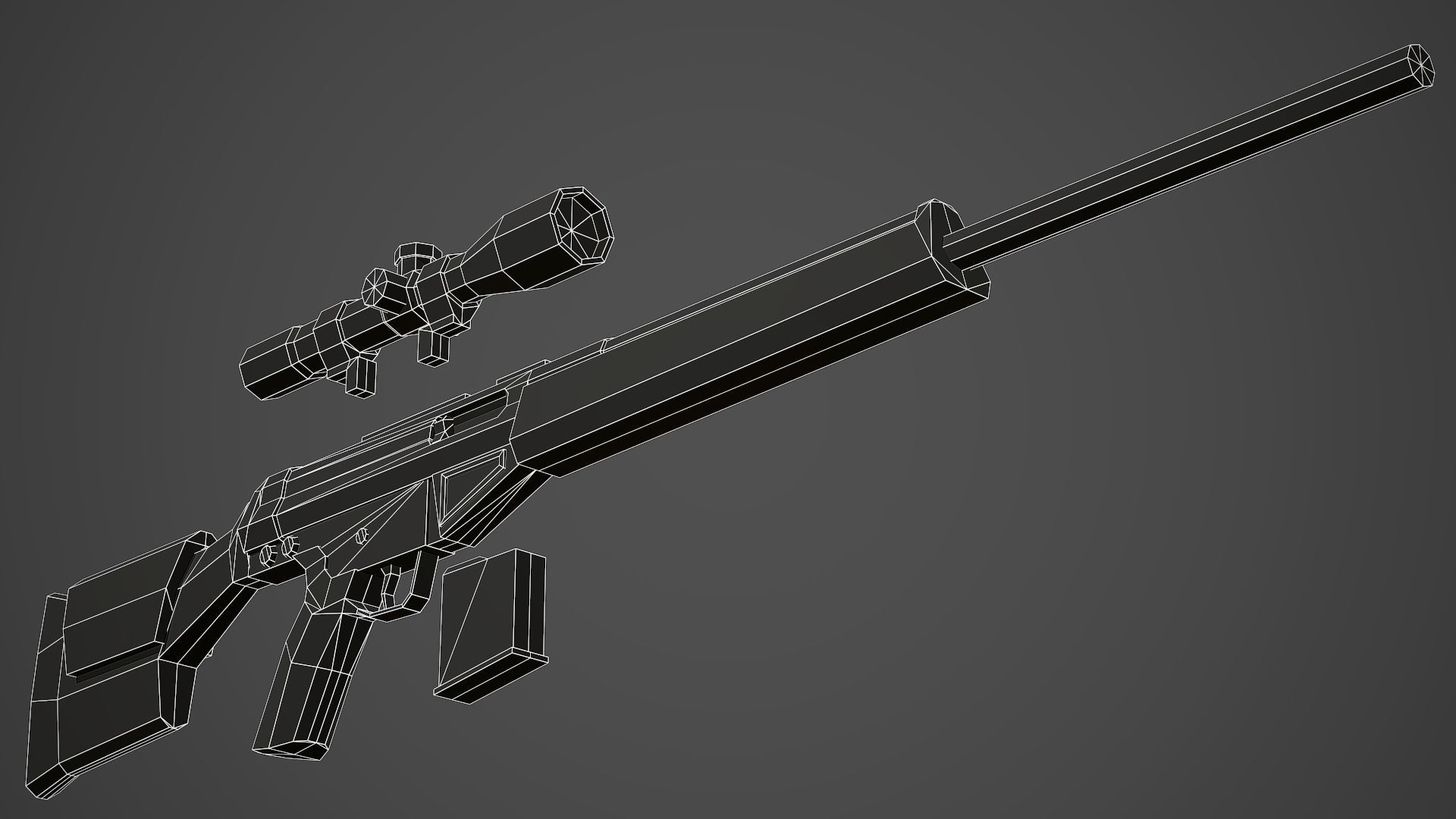 Stylized PSG-1 Sniper Low Poly Mobile Ready Low-poly 3D model_12