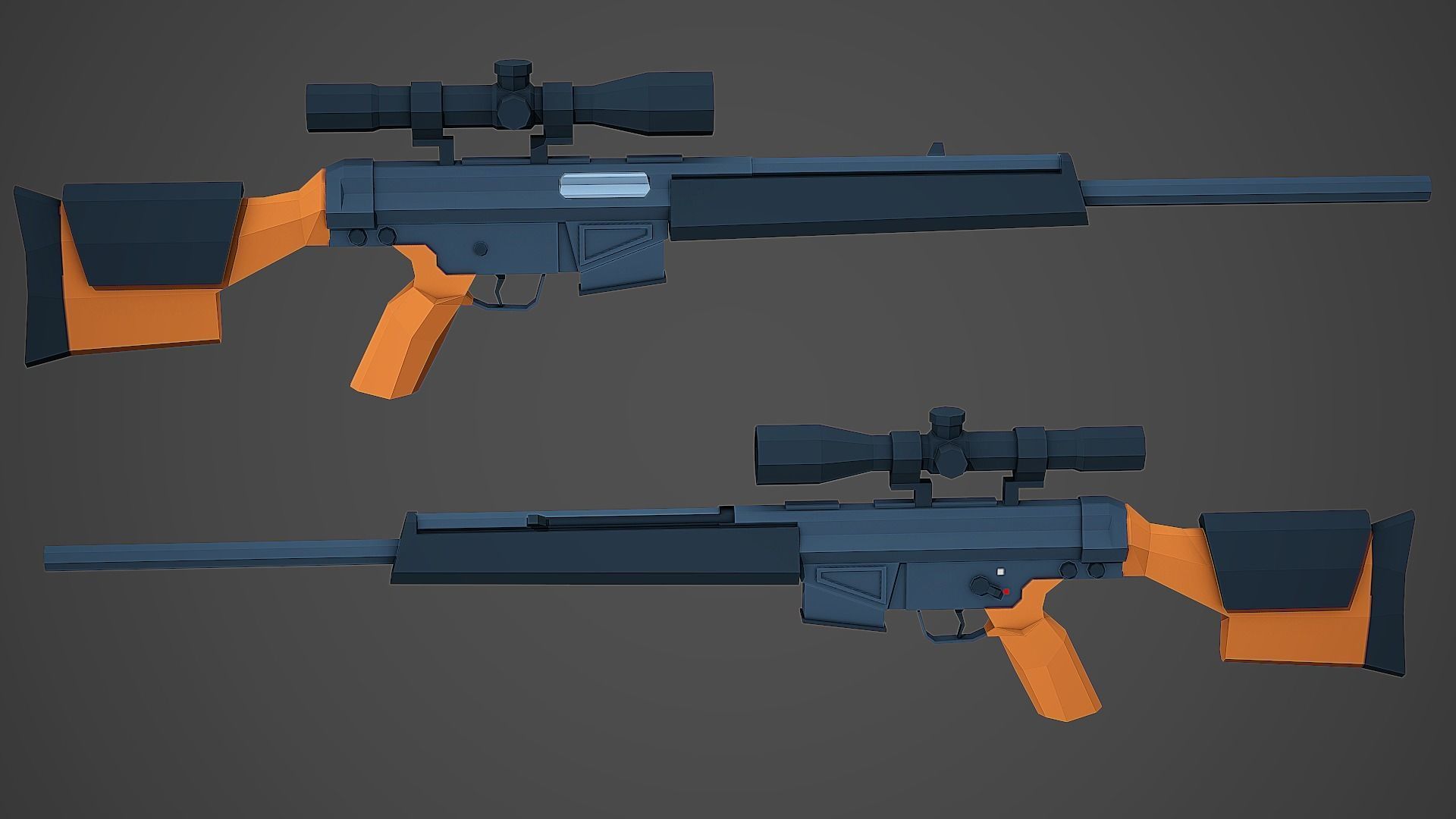 Stylized PSG-1 Sniper Low Poly Mobile Ready Low-poly 3D model_3