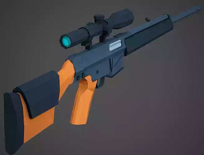 Stylized PSG-1 Sniper Low Poly Mobile Ready Low-poly 3D model