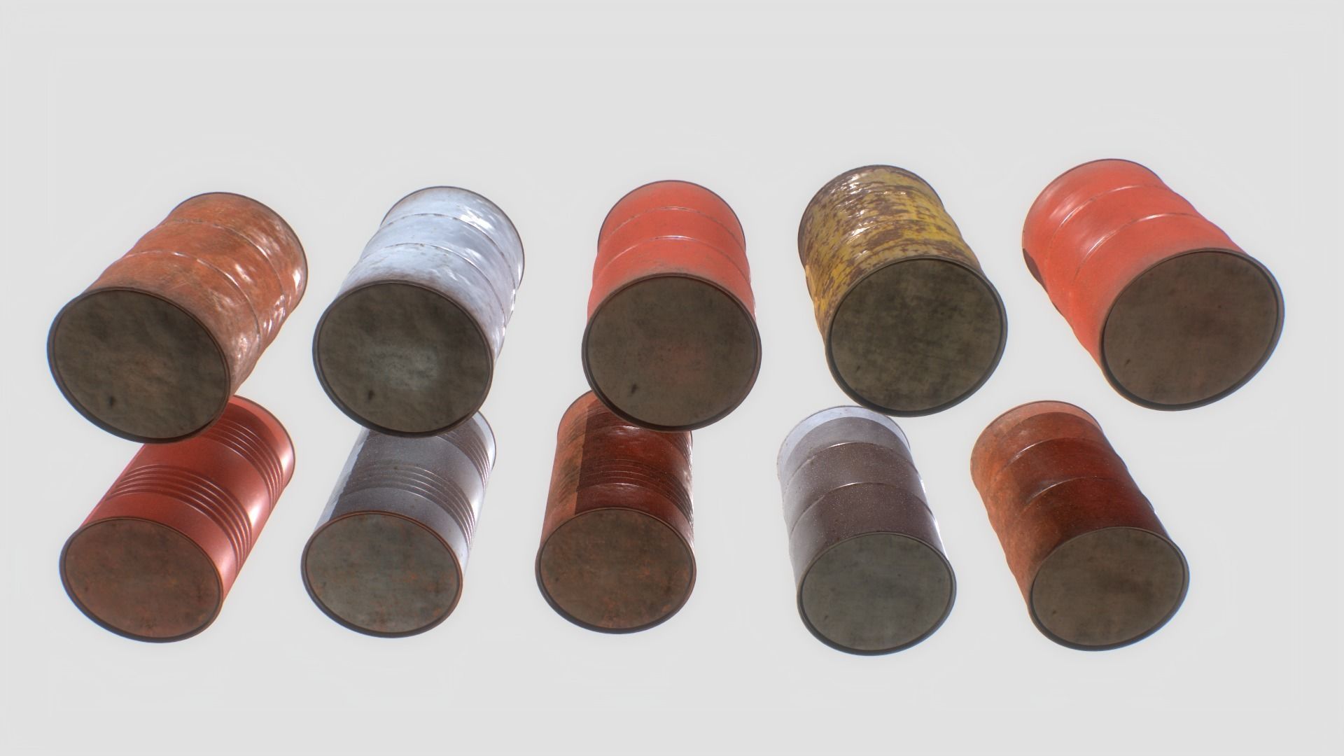 Barrels mix Pack 2 Low-poly 3D model_7