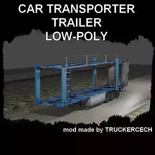 CAR TRANSPORTER  HAULER TRUCK TRAILER LOW POLY 