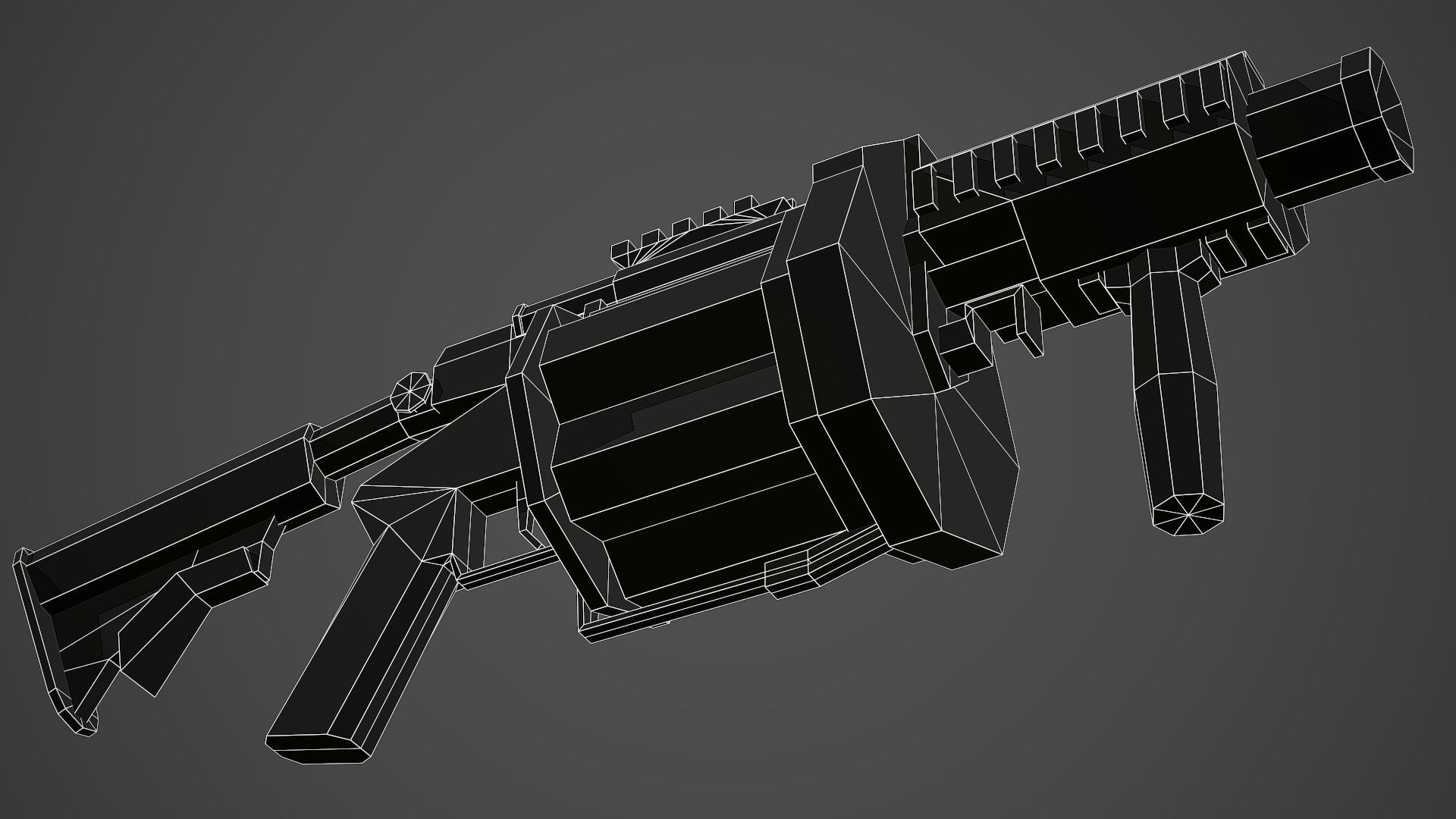Stylized MGL-6 Grenade Launcher Low Poly Mobile Ready Low-poly 3D model_10