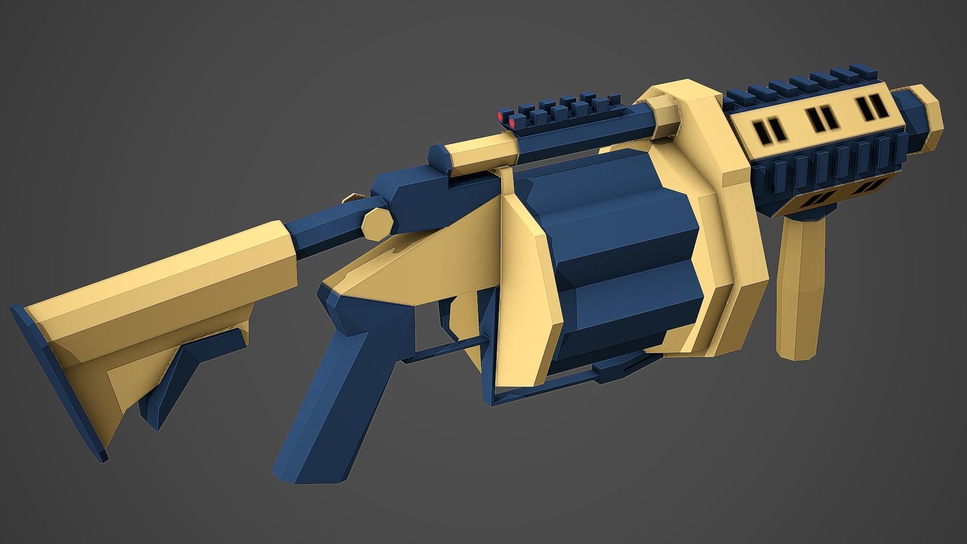 Stylized MGL-6 Grenade Launcher Low Poly Mobile Ready Low-poly 3D model_1