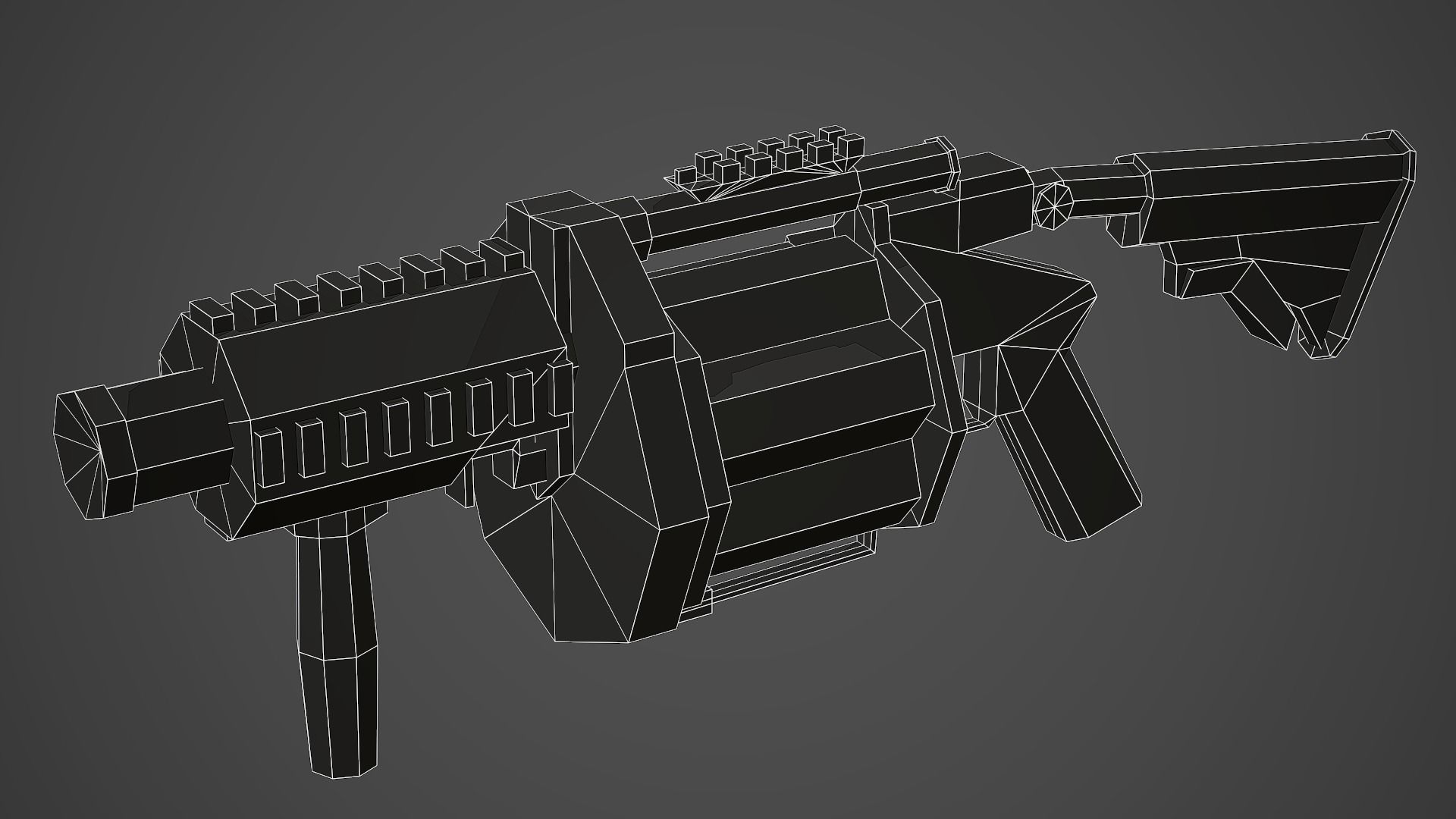 Stylized MGL-6 Grenade Launcher Low Poly Mobile Ready Low-poly 3D model_8