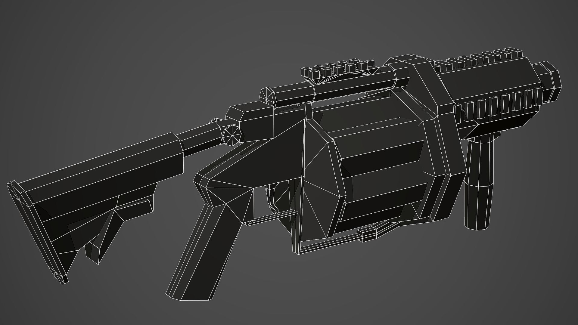 Stylized MGL-6 Grenade Launcher Low Poly Mobile Ready Low-poly 3D model_7