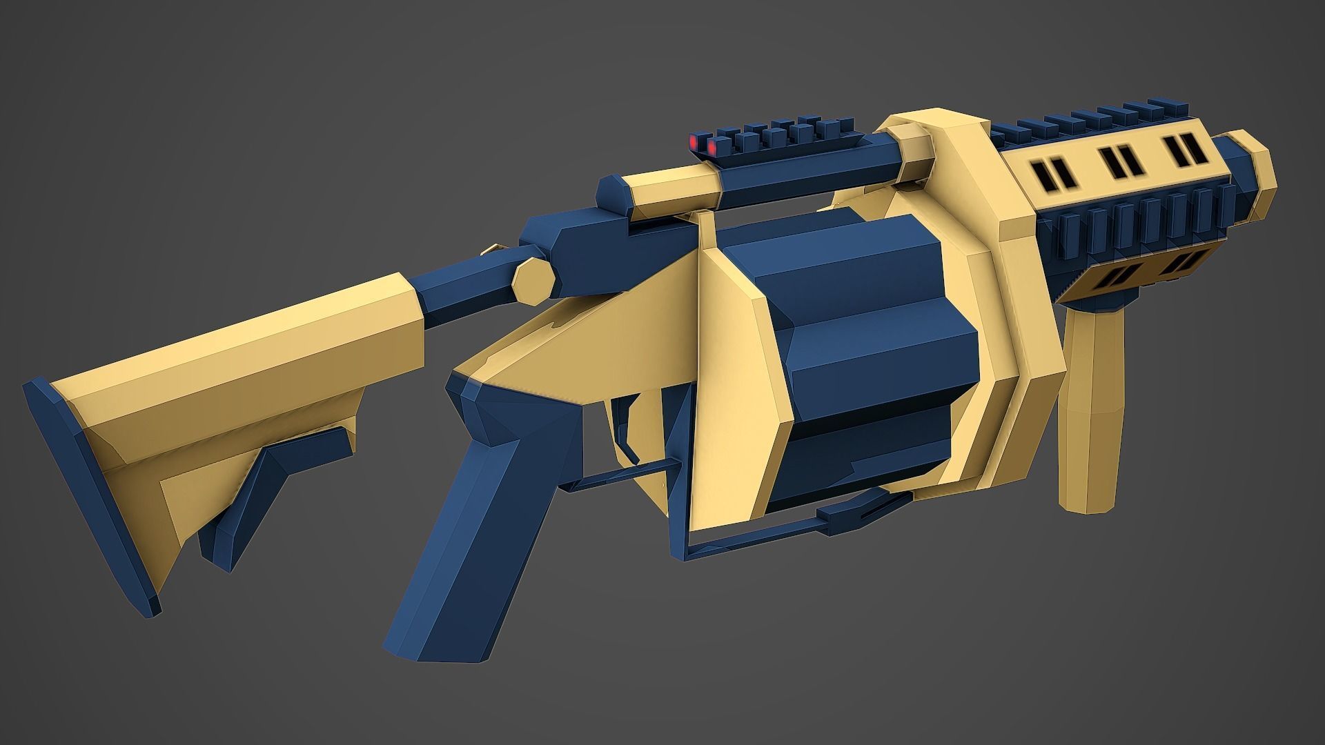 Stylized MGL-6 Grenade Launcher Low Poly Mobile Ready Low-poly 3D model_5