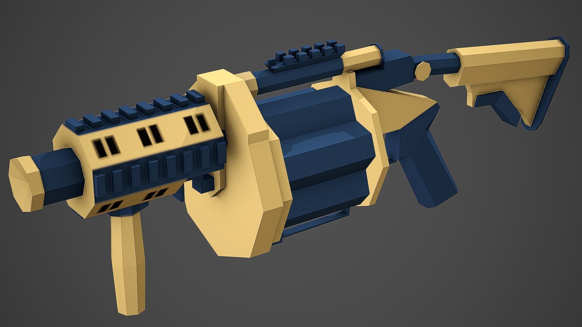 Stylized MGL-6 Grenade Launcher Low Poly Mobile Ready Low-poly 3D model_2