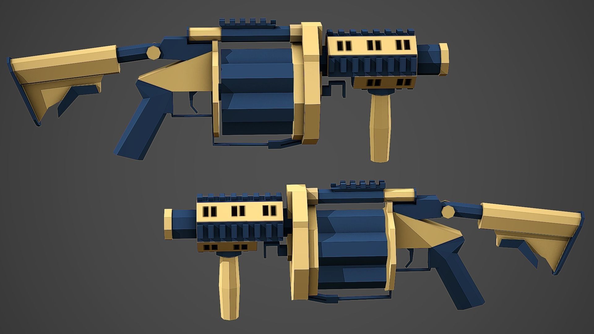 Stylized MGL-6 Grenade Launcher Low Poly Mobile Ready Low-poly 3D model_3