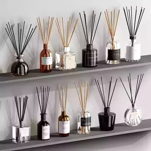 Diffuser Set reed diffusers on shelves 3D model