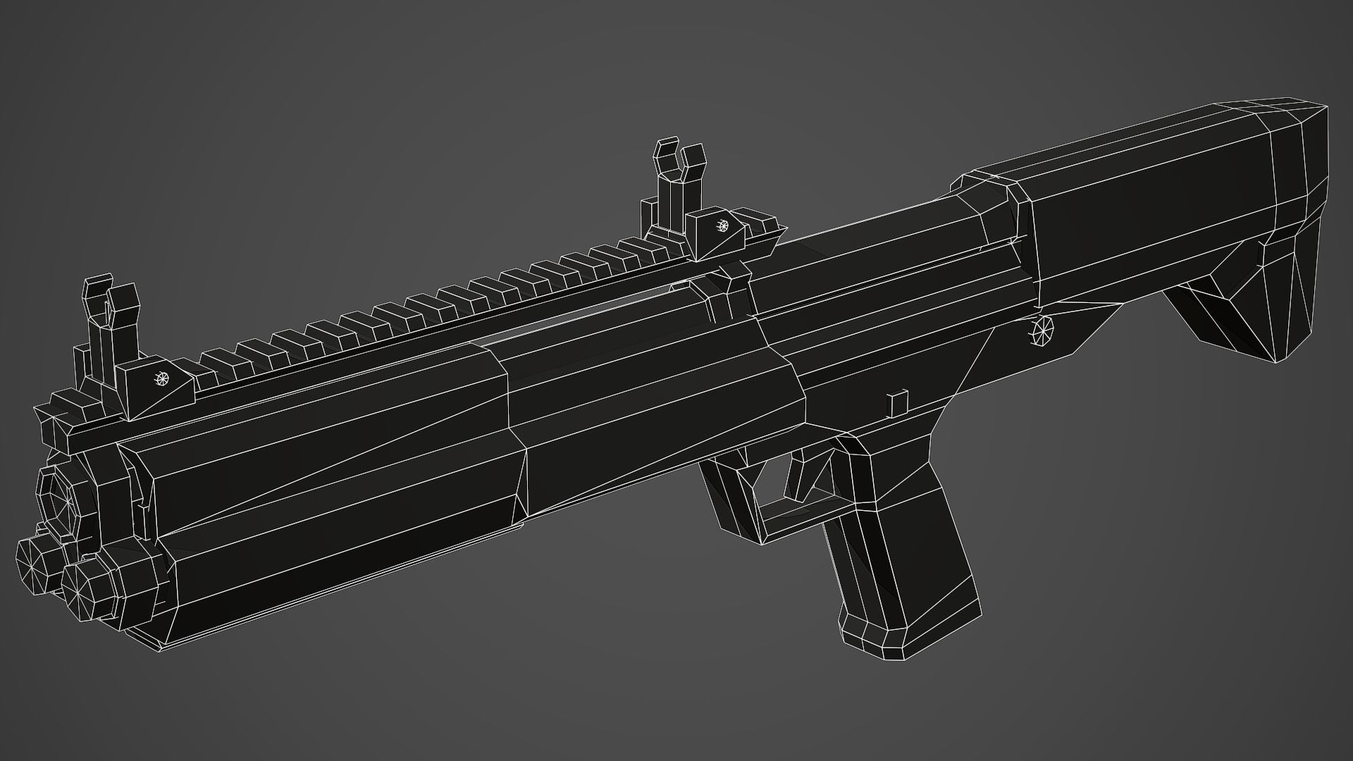 Stylized KSG Shotgun Low Poly Mobile Ready Low-poly 3D model_8