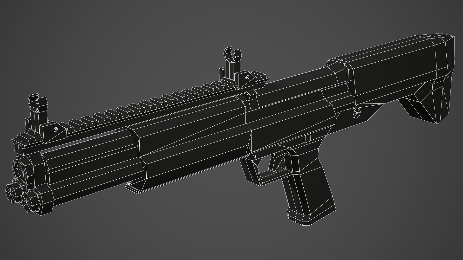 Stylized KSG Shotgun Low Poly Mobile Ready Low-poly 3D model_9