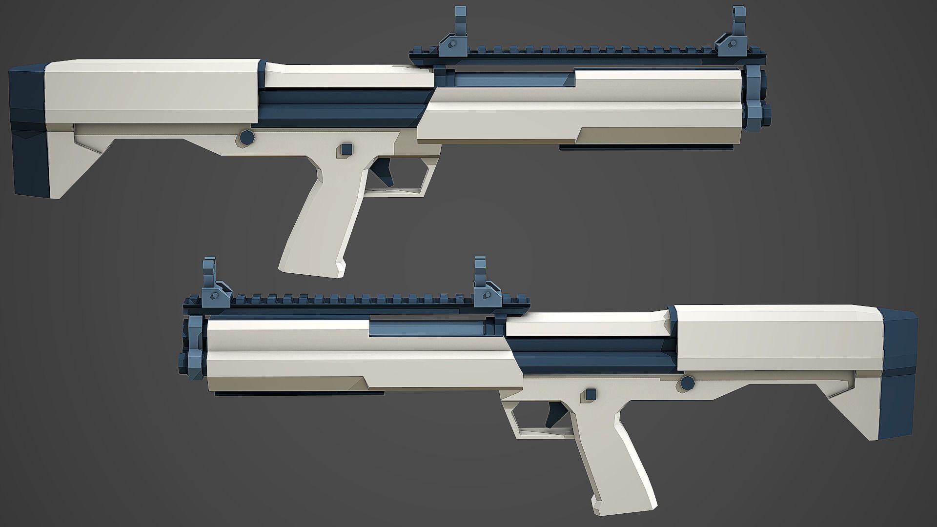 Stylized KSG Shotgun Low Poly Mobile Ready Low-poly 3D model_3