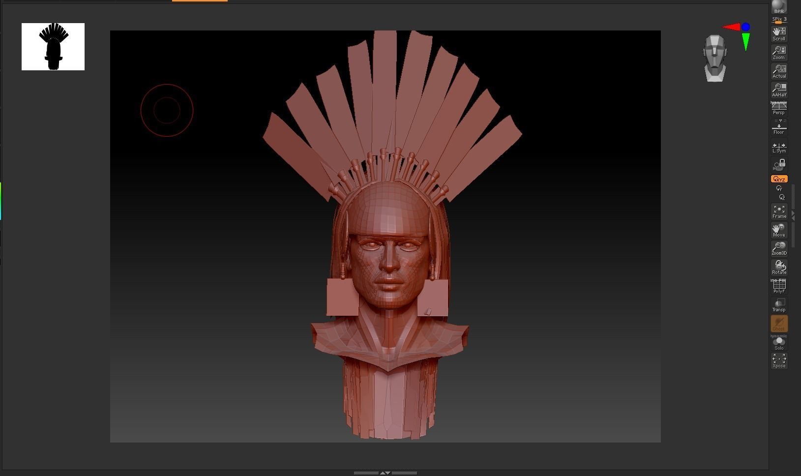 Indian Hair with Headgear Low-poly 3D model_5